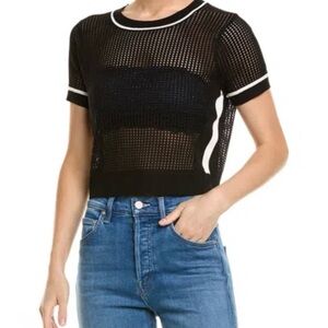 NWT - EVEREVE Black Mesh Short Sleeve Top